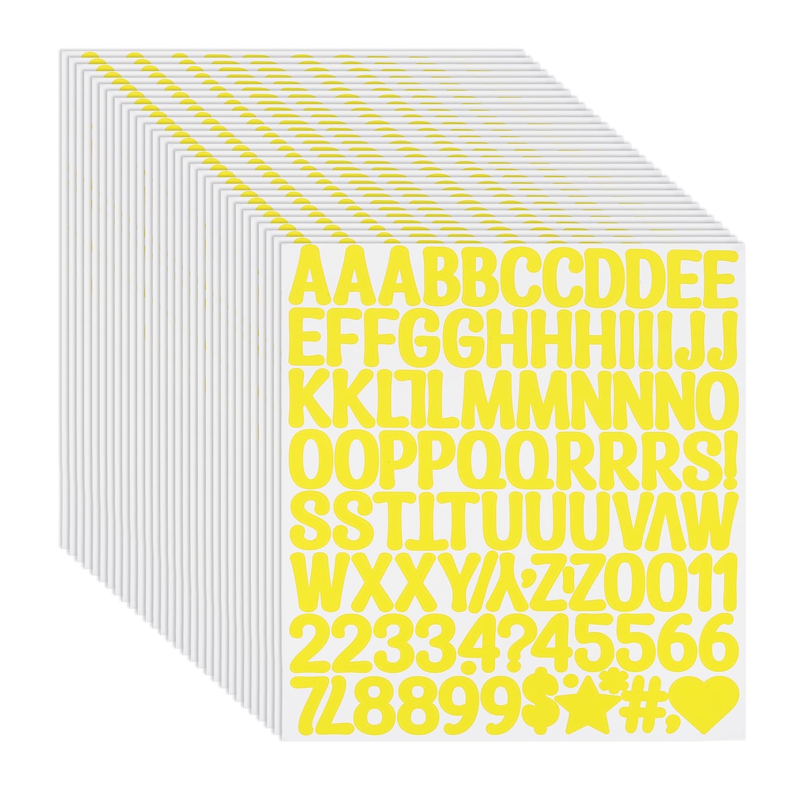 PATIKIL 1 Inch Letter Stickers, 30 Sheet Alphabet Number Stickers Self Adhesive Handwriting Vinyl Stick on Letters for Mailbox Number Scrapbooking Sign Bottles Craft, Yellow