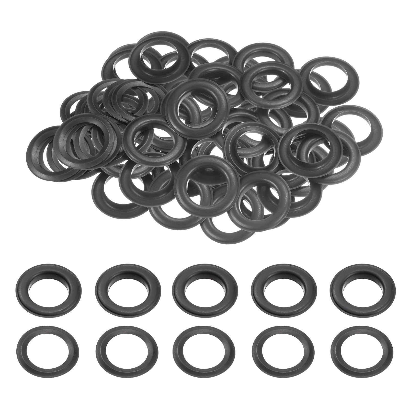 HARFINGTON Juego de 40 ojales con arandelas, 20 mm, kit de ojales de metal de cobre para cortinas de tela, lonas de cuero, cinturón, zapatos, bolsa, bricolaje, negro