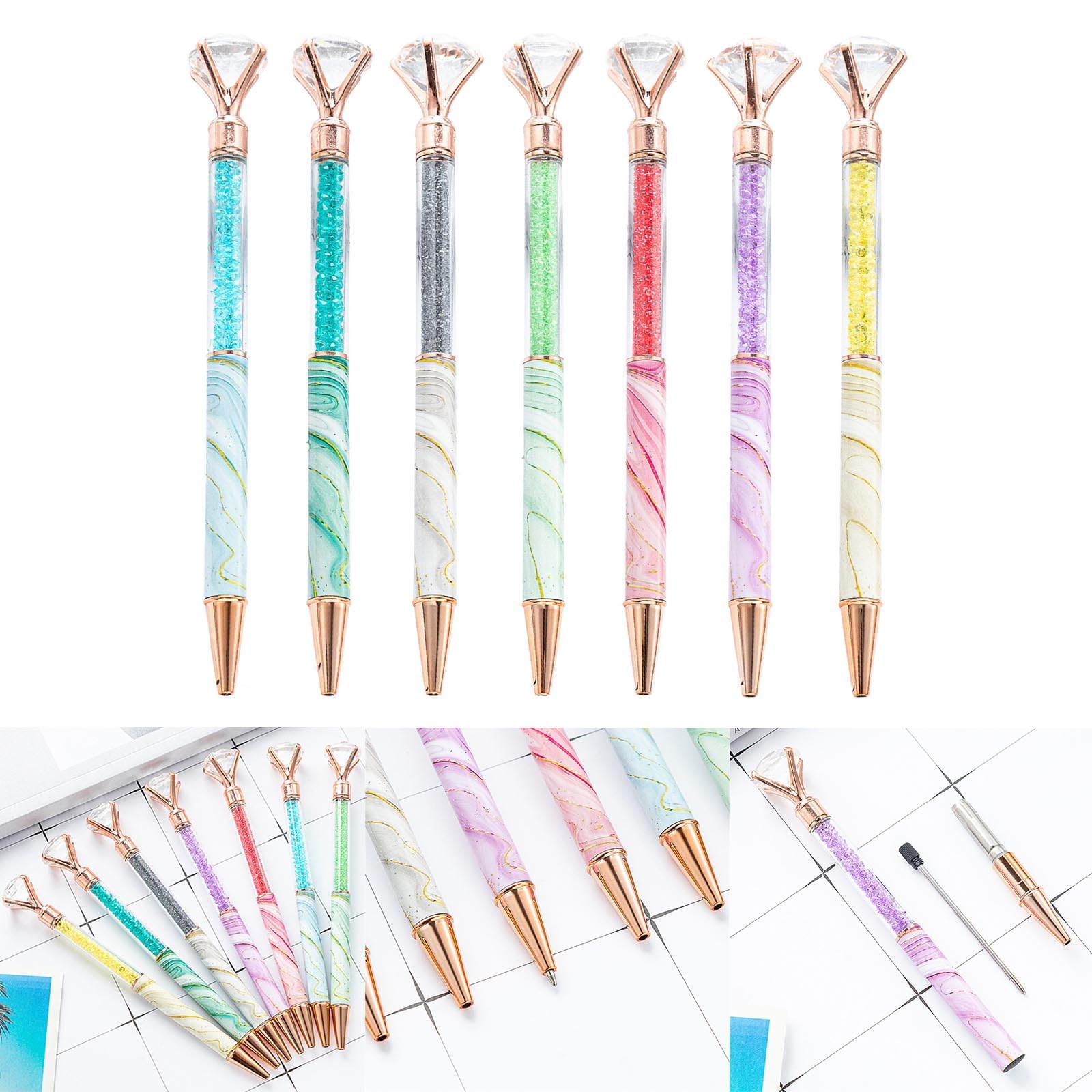 Diamond Ballpoint Pen Metal Ballpoint Pen Black 1 0mm Tip Write Smoothly Refillable For Student Teacher Office Supplies — view 2