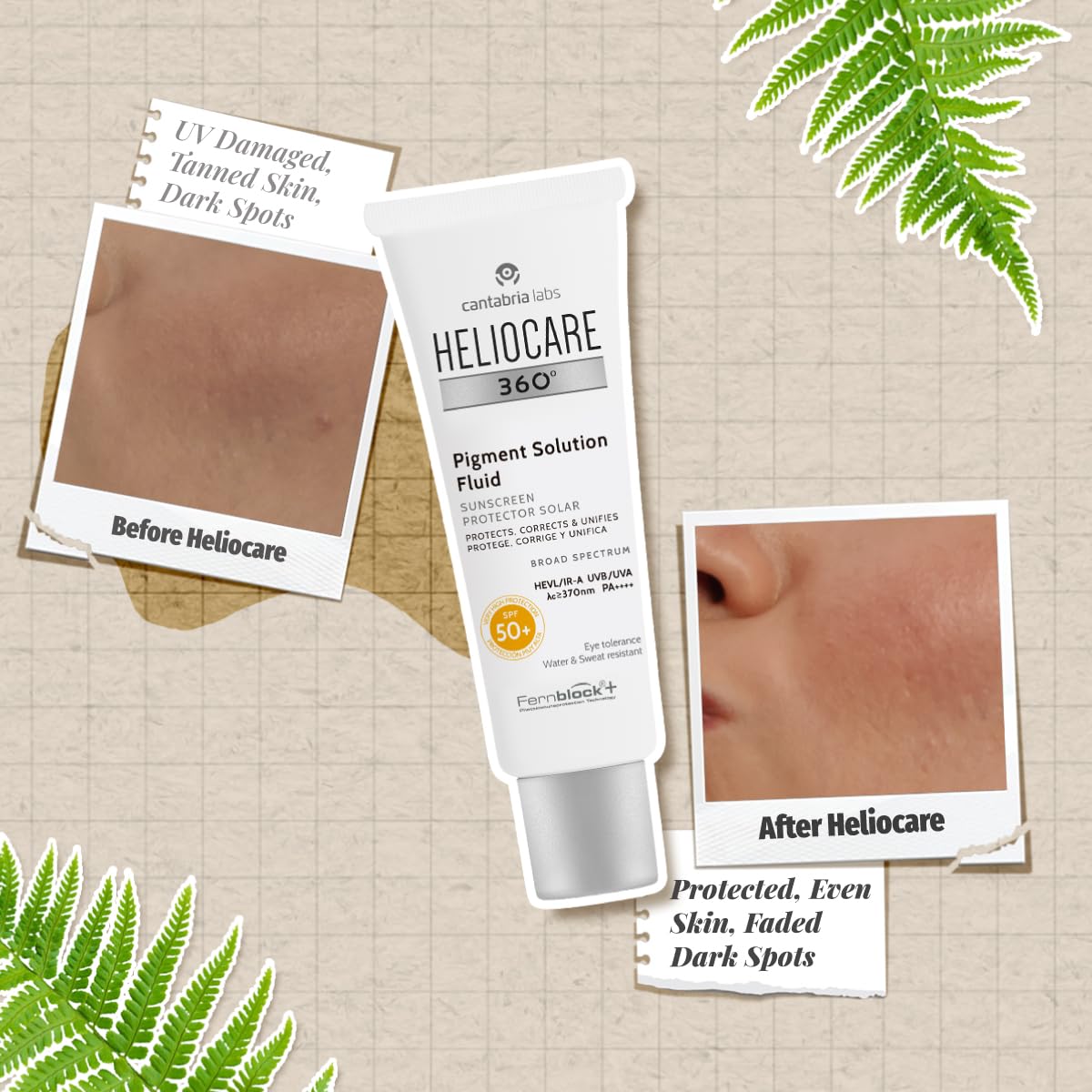 Cantabria Labs - Heliocare 360° Pigment Solution Fluid SPF 50+ - 50ml - Fluido Ultraligero - Previene y Corrige Hiperpigmentaciones - Protección Solar Avanzada