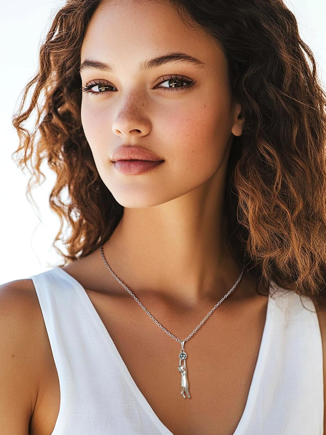 U7 Cat Pendant Necklace for Women Stainless Steel Cute Kitty Cat Jewelry Gift - Image 2