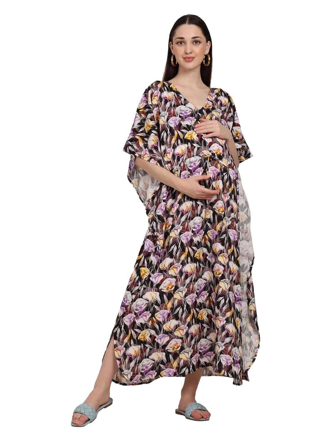Women's Maternity Kaftan, Long Loose Fit Dress-image-27