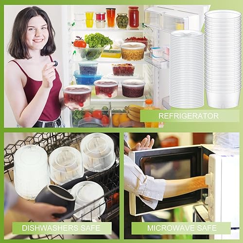 Miniatura 6 de 60 juegos de recipientes de plástico con tapas, recipientes de almacenamiento de alimentos, tazas de sopa, a prueba de fugas, microondas,