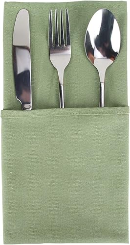 Miniatura 2 de Servilletas de tela mezclada de algodón de color sólido, juego de 12 (17 x 17 pulgadas), para eventos y uso doméstico (oliva)