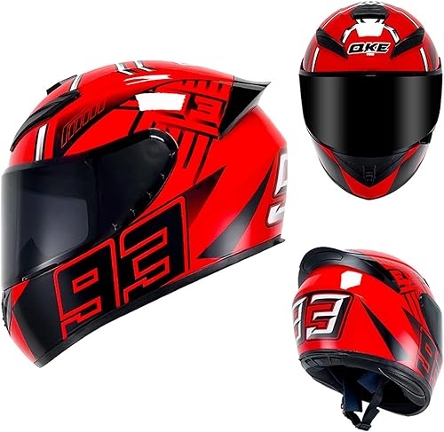 Miniatura 2 de Casco de motocicleta de carreras de motocross, casco de cara completa con visera interna tintada y aprobado por DOT para ciclomotor, ATV, Cruiser