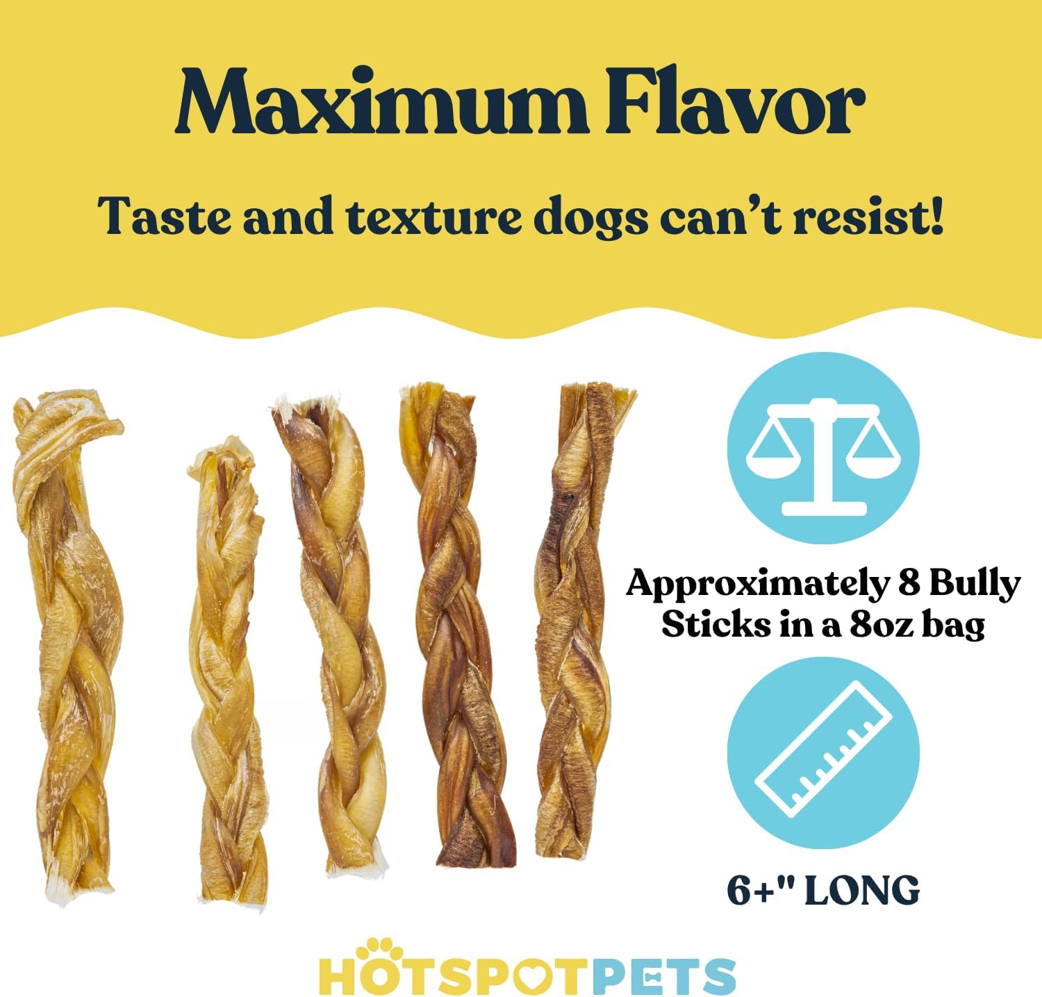 6-Inch Braided Bully Sticks for Dogs – All-Natural, Long-Lasting Chews – Low Odor, Fully Digestible, High-Protein Treats – Rawhide-Free Dental Chews for Aggressive Chewers (8 Ounce ~ 8Pcs)