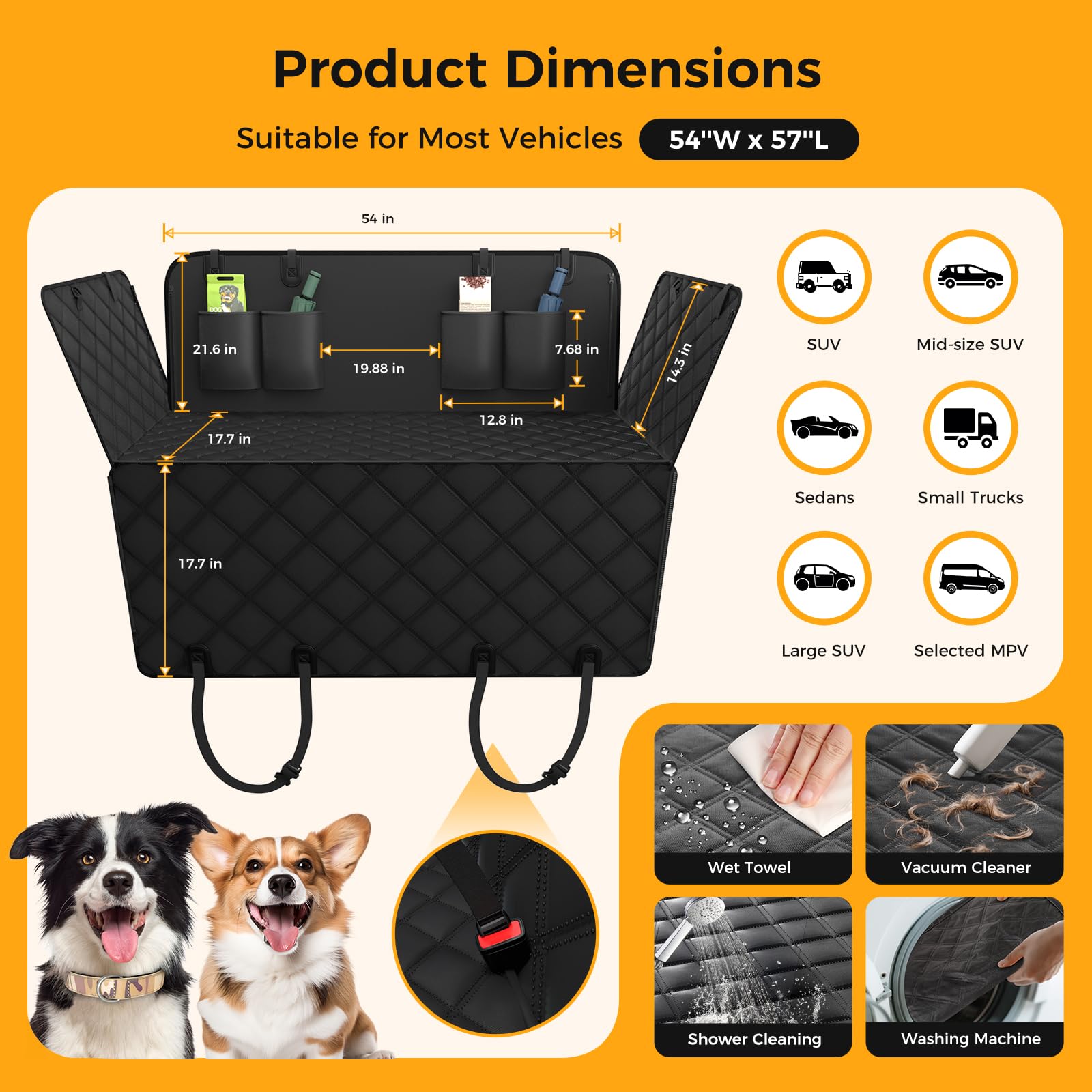 Elouta Dog Car Seat Cover for Back Seat,100% Waterproof Scratch Proof Nonslip Seat Cover,600D Heavy Duty Scratch Soft Dog Hammock for Car for Cars Trucks and SUVs - image 3