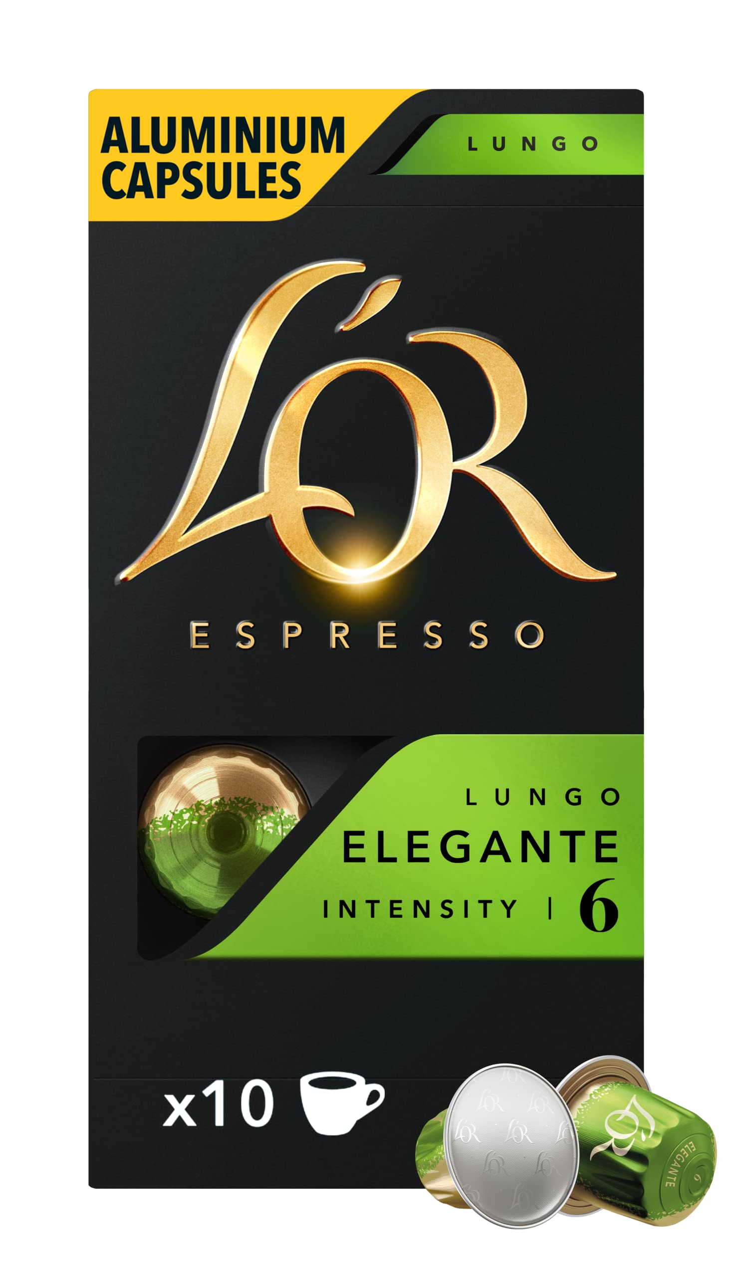 L'Or Espresso Lungo Elegante Cápsula de café 10 pieza(s) - Bolsitas y cápsulas de café (Cápsula de café, Café expreso, 10 tazas, 52 g, Caja, 10 pieza(s))