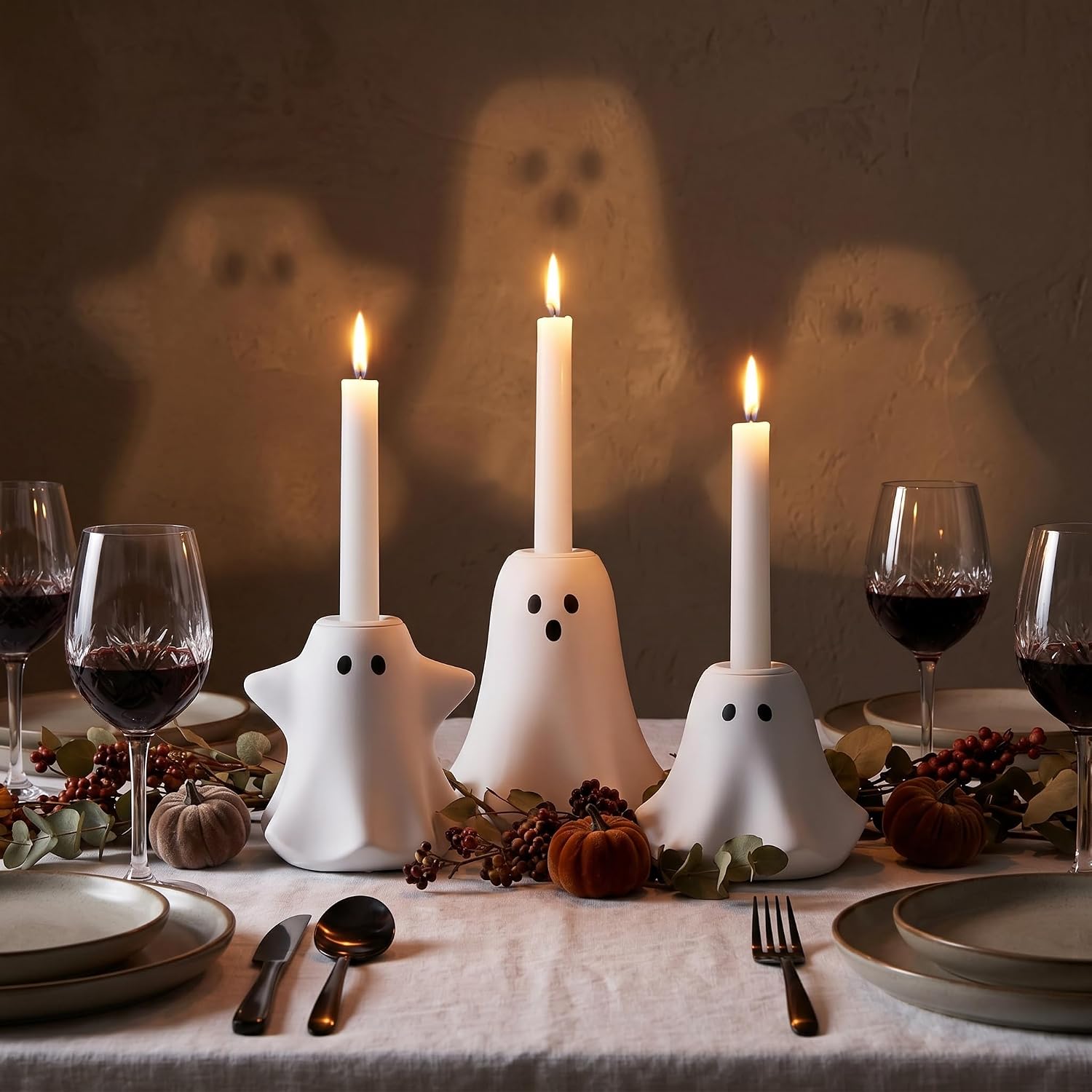 Halloween Ghost Taper Candle Holder, Spooky Halloween Candlestick Holders