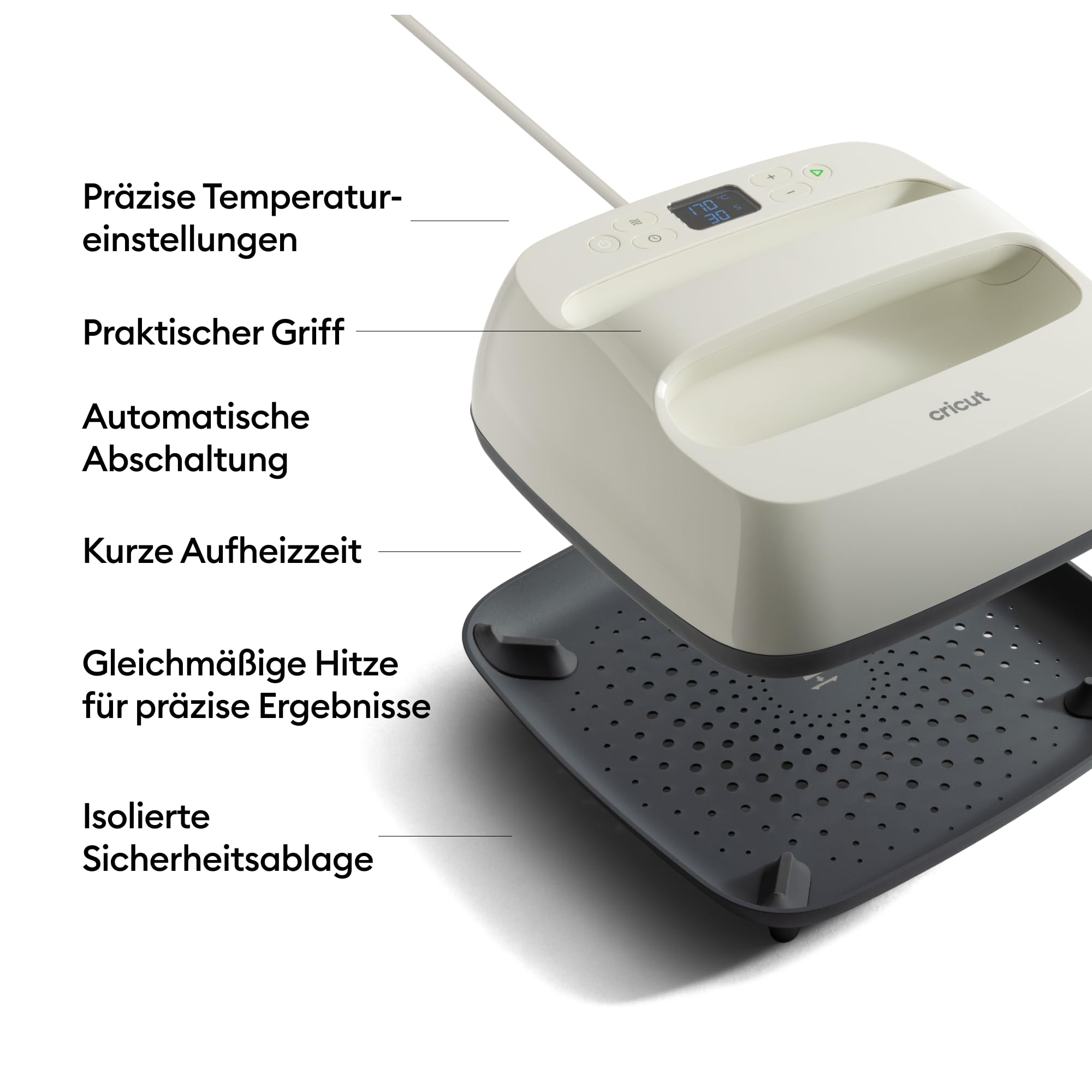 Cricut EasyPress 2 (SE) 22.9 x 22.9 cm Heißpresse für T-Shirts, Kissen, Tragetaschen – Himbeere