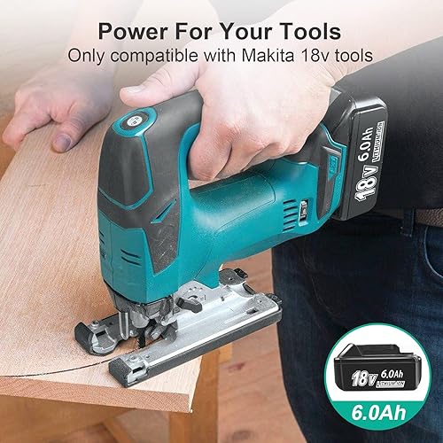 Miniatura 8 de Replcement actualizado de 6.0Ah para batería Makita de 18 V, paquete de 2 con cargador compatible con herramientas eléctricas Makita de 18 voltios,