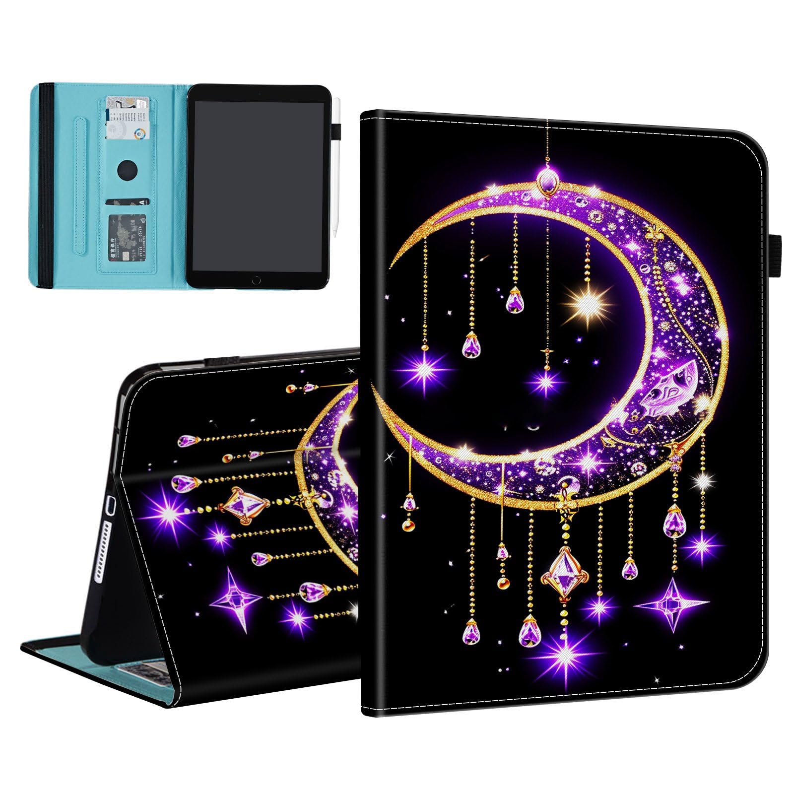 BFUKVOU Case for iPad 9th Generation/iPad 8/iPad 7, iPad 10.2 2021 2020 2019/iPad Air 10.5/iPad Pro 10.5,Card Slot PU Leather TPU Case Pen Holder Auto