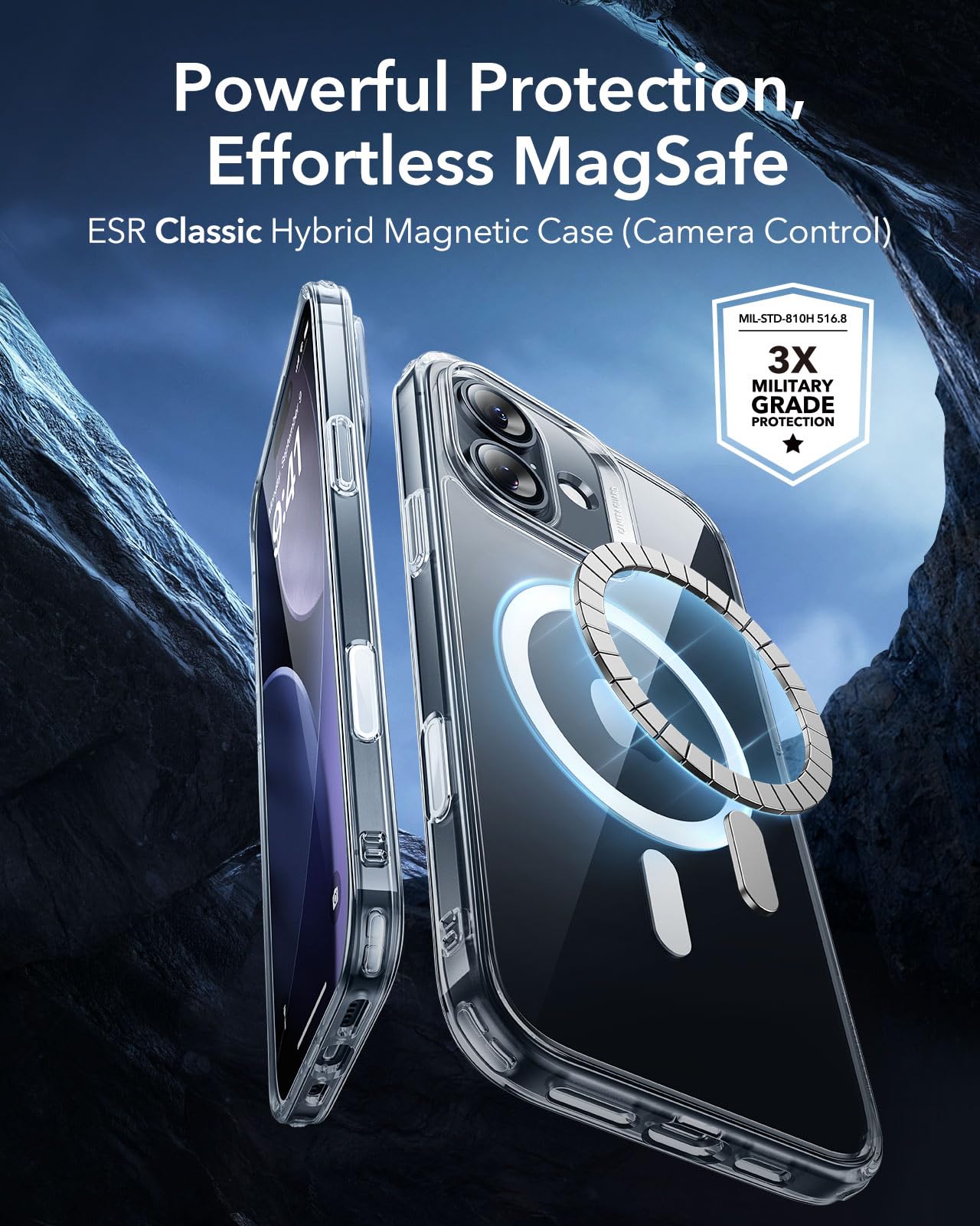 ESR Cover per iPhone 17, Custodia per controllo della fotocamera, Compatibile con MagSafe, Protezione antiurto di livello militare, Angoli Air Guard ammortizzanti, Serie Hybrid, Trasparente