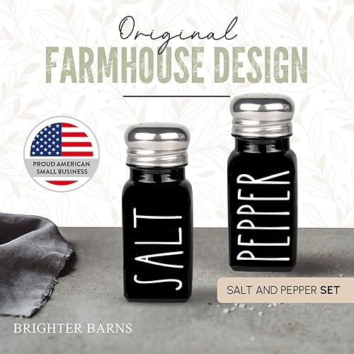 Miniatura 4 de Brighter Barns - Juego de saleros y pimenteros negros – Bonita decoración de cocina – Decoración de cocina gótica o de Halloween – Salero de vidrio