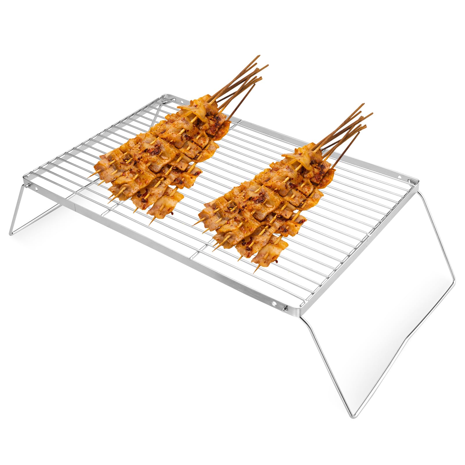 Parrilla para fogata de acero inoxidable ajustable y plegable de 40x27 cm