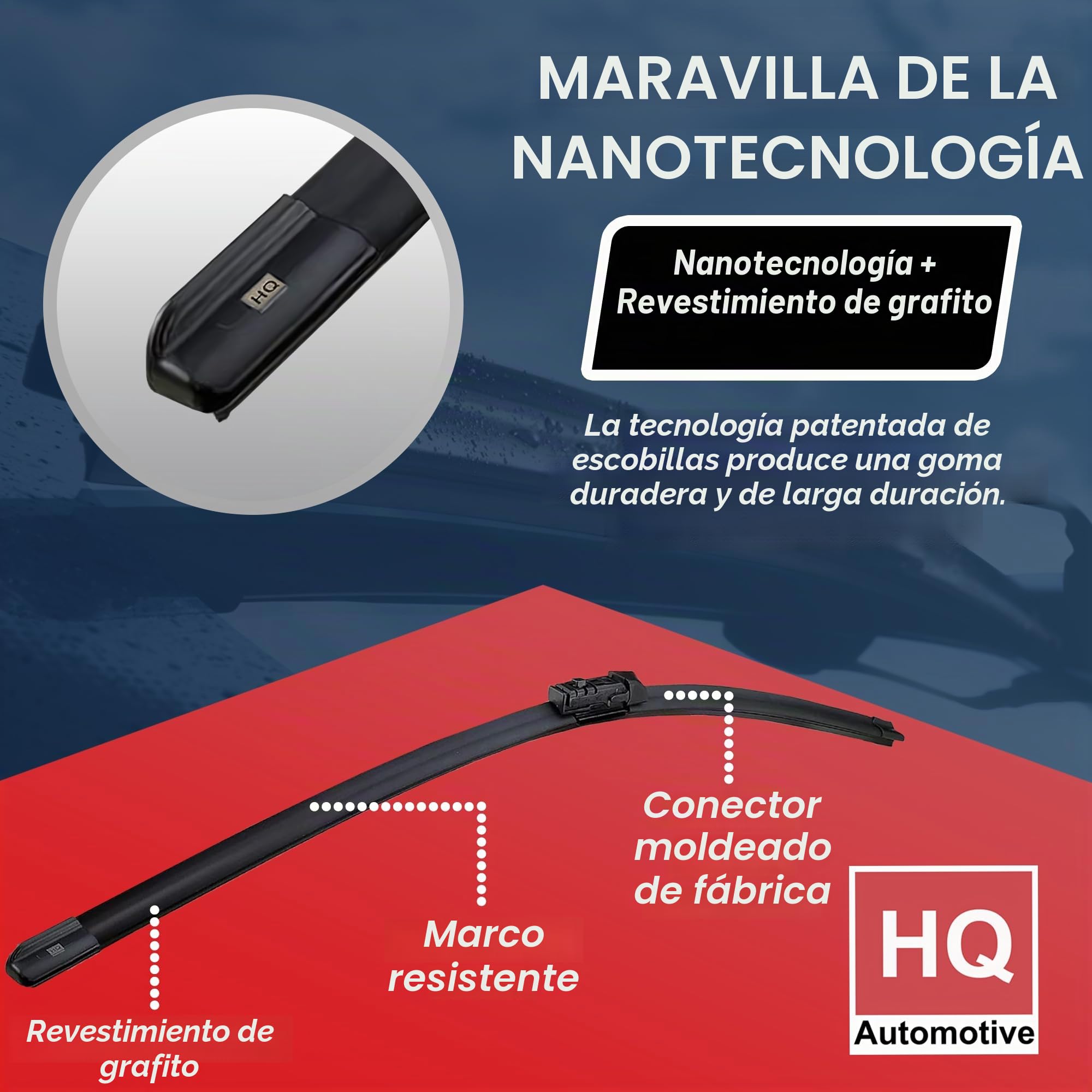 HQ Automotive Limpiaparabrisas para Dacia Sandero Stepway Hatchback (2021 y posterior) Kit de repuesto de limpiaparabrisas delanteros