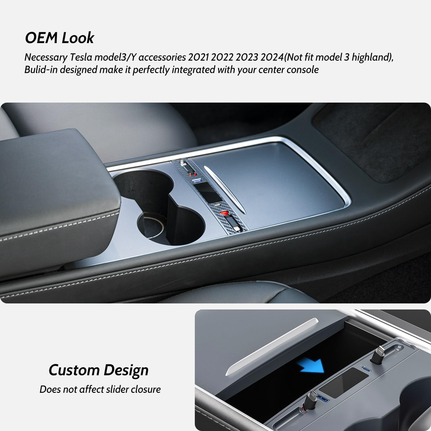 Hub USB de consola (blanco), adaptador de cables retráctiles USB para Tesla Model 3/Y accesorios interiores 2023 2022 2021, cargador de teléfono de coche, regalos para propietarios de Tesla