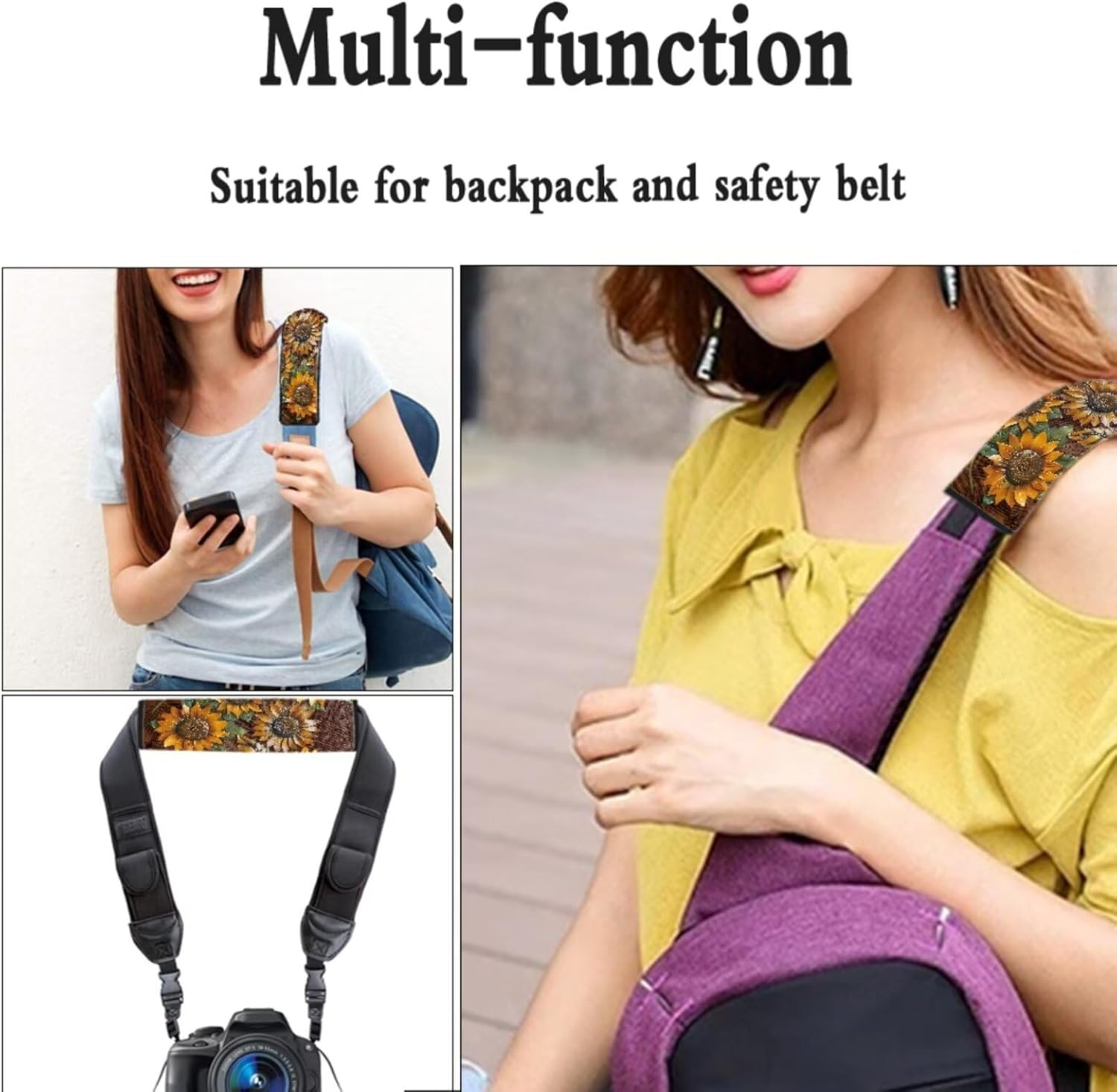 5 Pieces Sunflower Car Seat Accessories Including Polyester Washable Car Seat Covers Safe Belt Pad Protector Flexible Steering Wheel Cover