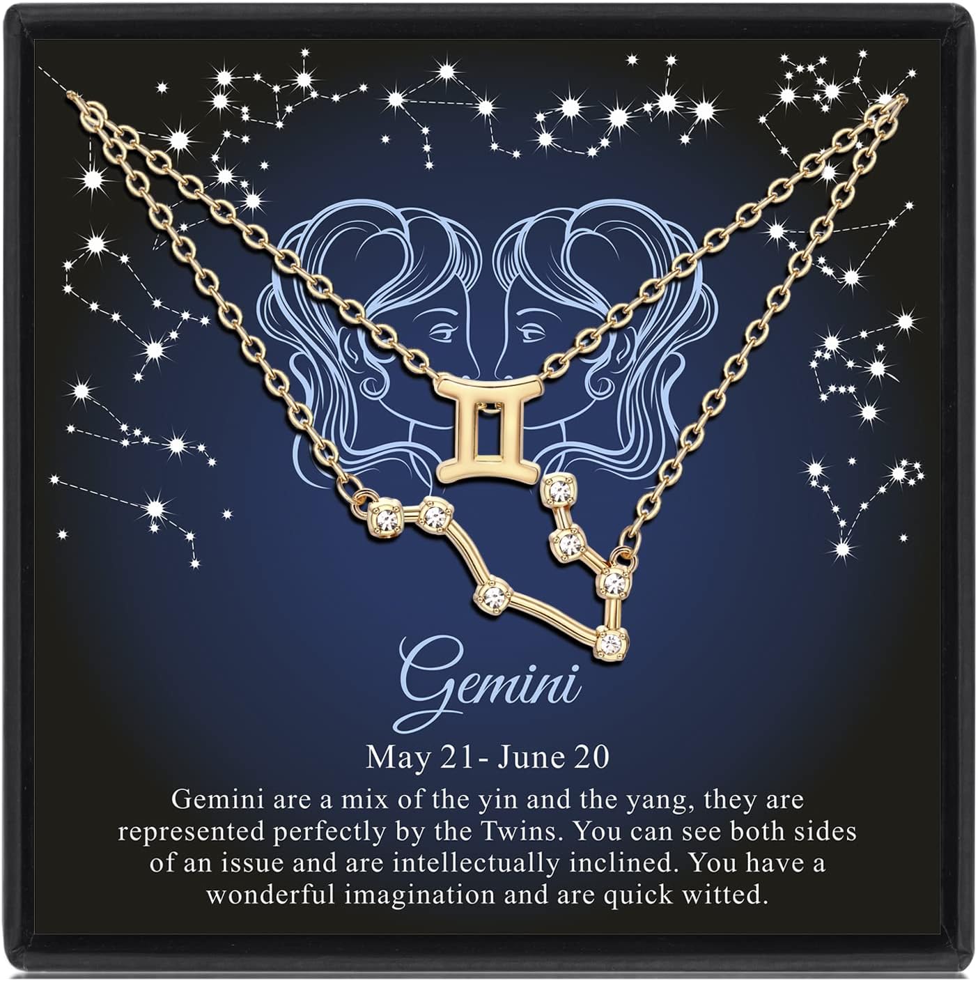 Zodiac Necklace Gold Constellation Necklace Astrology Gifts for Women Zodiac Sign Necklaces Cubic Zirconia Jewelry Birthday Horoscope Gifts