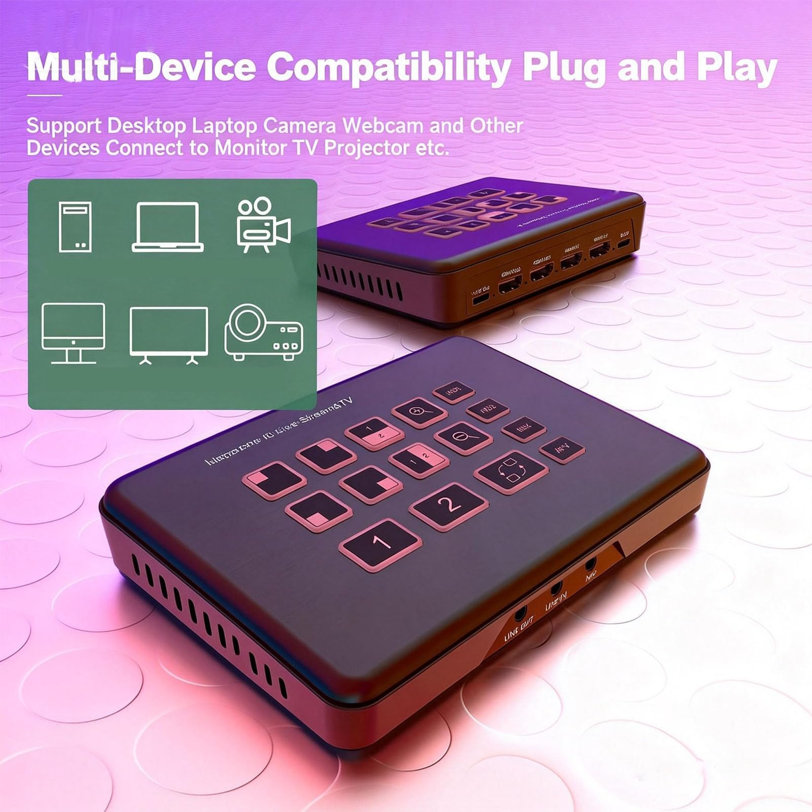 Switcher Video Live con Doppio Ingresso HDMI e USB C 3.0, Mixer PIP/PBP 1080p 60Hz per Streaming, Registrazione e Trasmissione Multisorgente