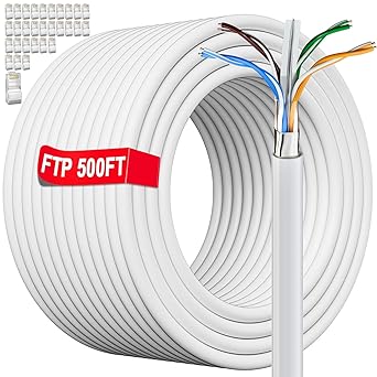 Cat 6 Outdoor Ethernet Cable 500ft, Cat 6 STP Shielded Ethernet Cable Bulk, 23 AWG, Heavy Duty, Direct Burial, POE, Waterproof, In-Ground, UV Resistant Internet Network Cable for Router Gaming, CCA