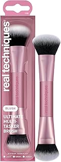 Real Techniques Ultimate Multi Tasker Brush, Dual-Ended Makeup Brush for Foundation, Blush Bronzer & Powder, Precision Sculpting & Blending, UltraPlush Bristles, Cruelty-Free, 1 Count