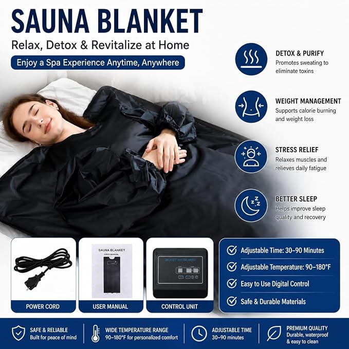 Sauna portátil Lcoco&Dream, 90-180℉, temporizador 30-90 min, control remoto, plegable, lavado y bolsa miniatura 2
