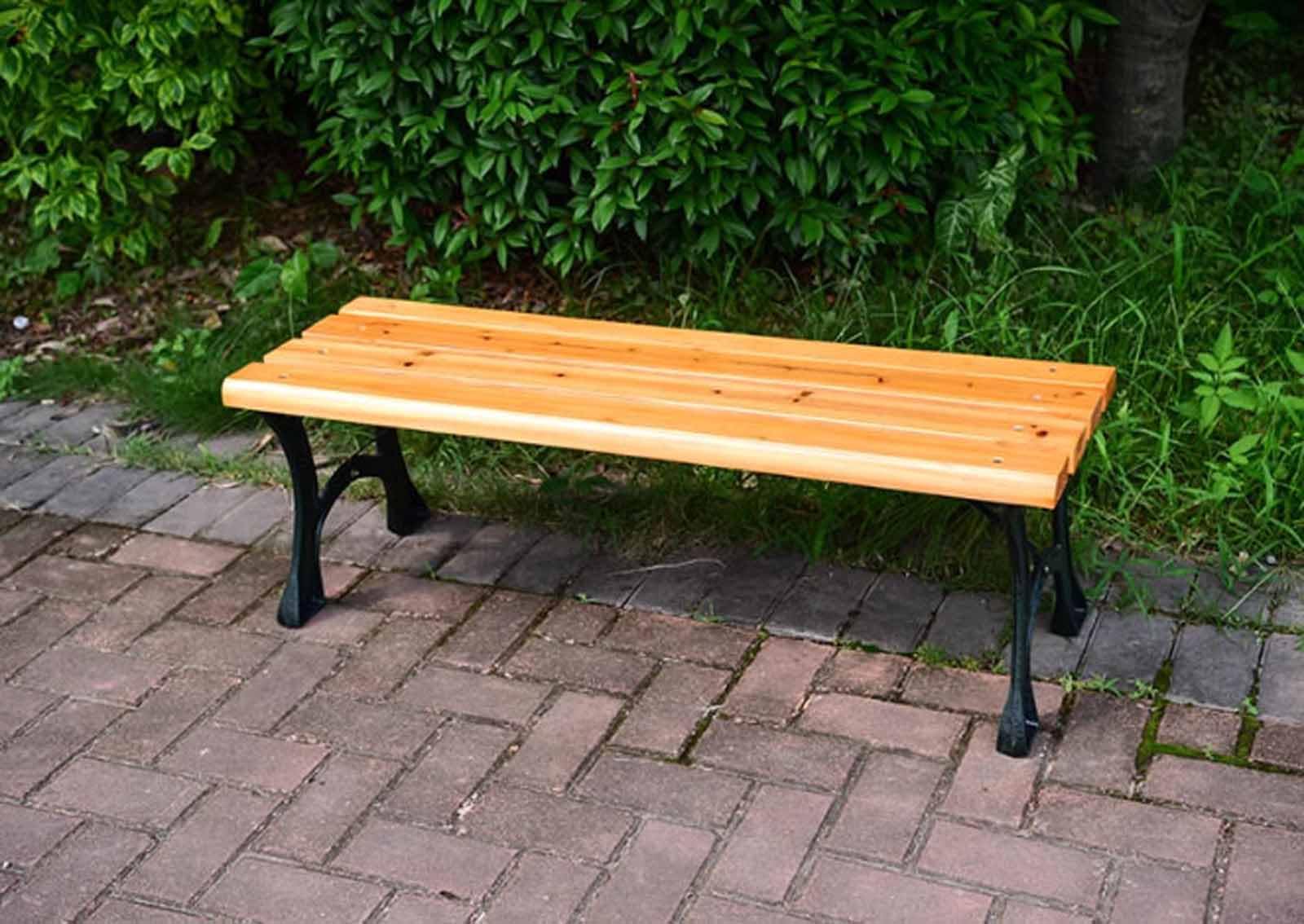 Rustykalna ławka ogrodowa na zewnątrz, pojemność 300 kg, metalowa i poddane obróbce drewna, ławka parkowa do ogrodów, patio, parków i ścieżek, trwałe i stylowe rozwiązanie do siedzenia