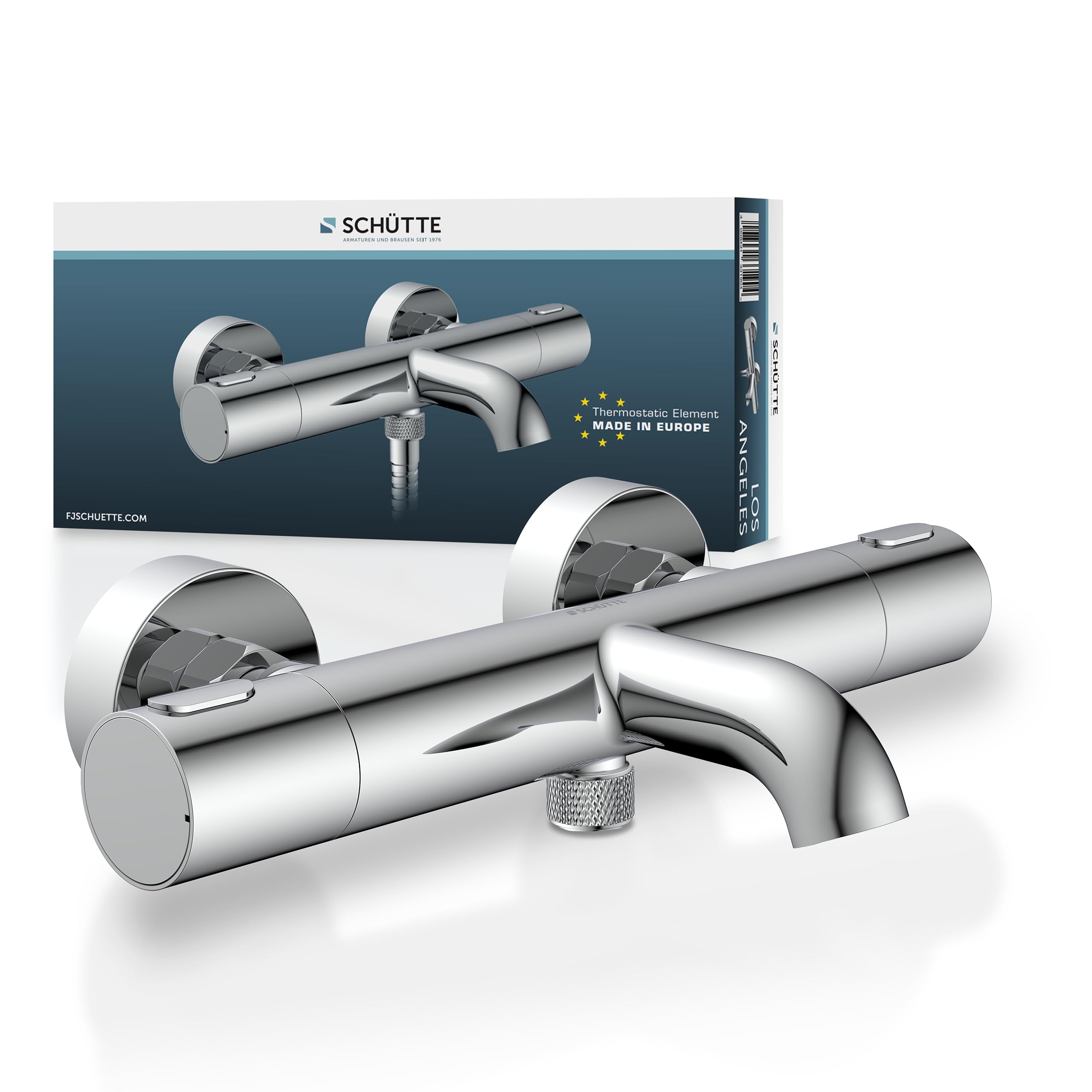 Schütte 33190 Los Angeles - Grifo de bañera con termostato, termostato con protección antiquemaduras a 38 ℃, cromado
