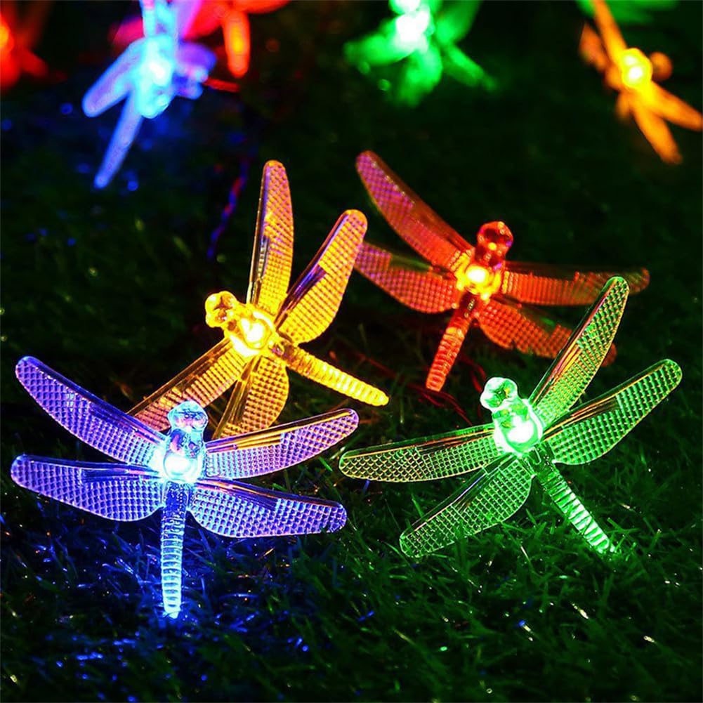 FANSU Solar Lichterkette Aussen, Lichterkette Außen Solar Wasserdicht, 8 Modi Solarlichterkette Wetterfest für Balkon Garten Pavillon Terrasse Vorzelt (Libelle Farbe,32 m 300 Lichter)