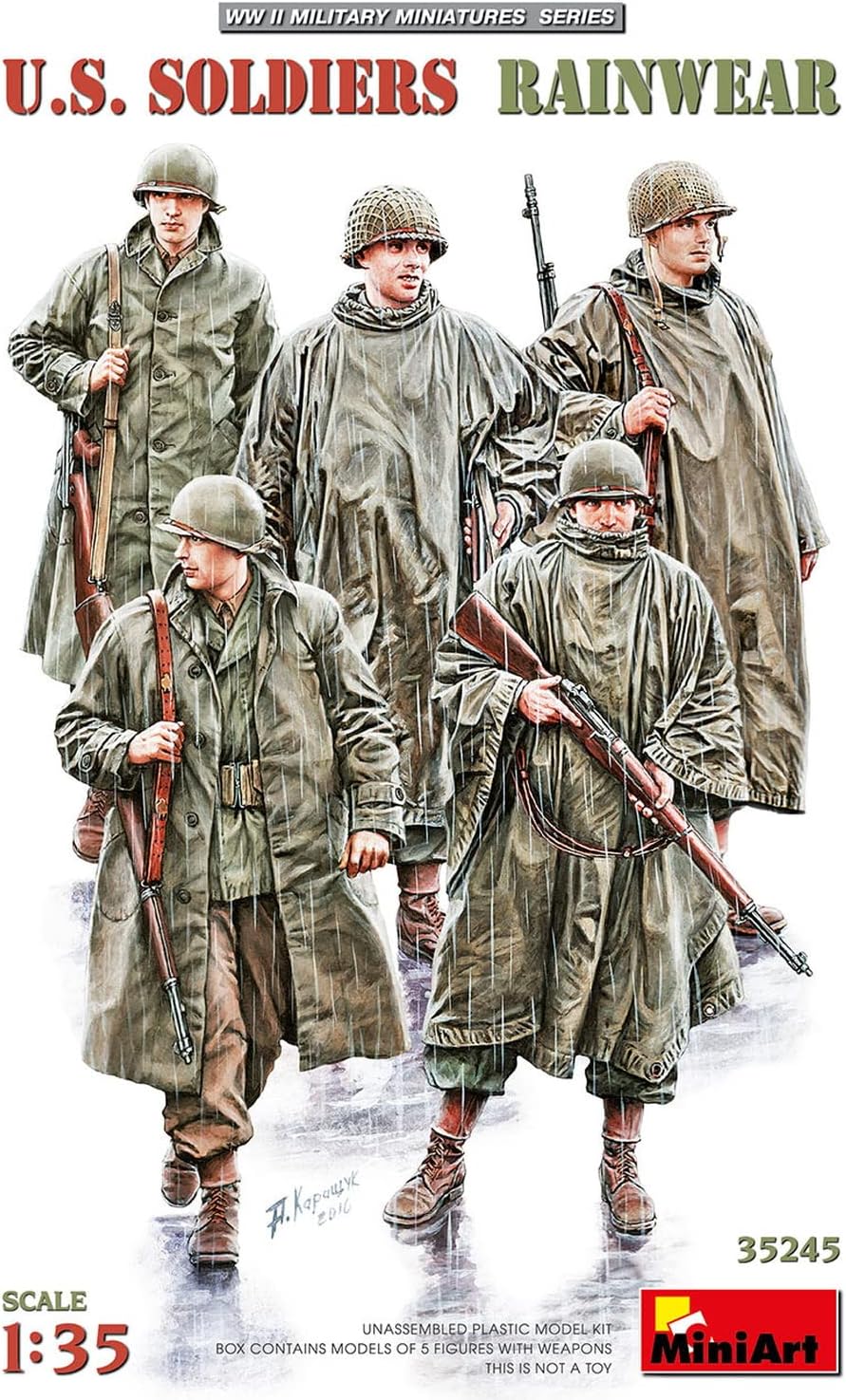 MIN35245 1:35-US Soldiers in Rainwear, Molded Color