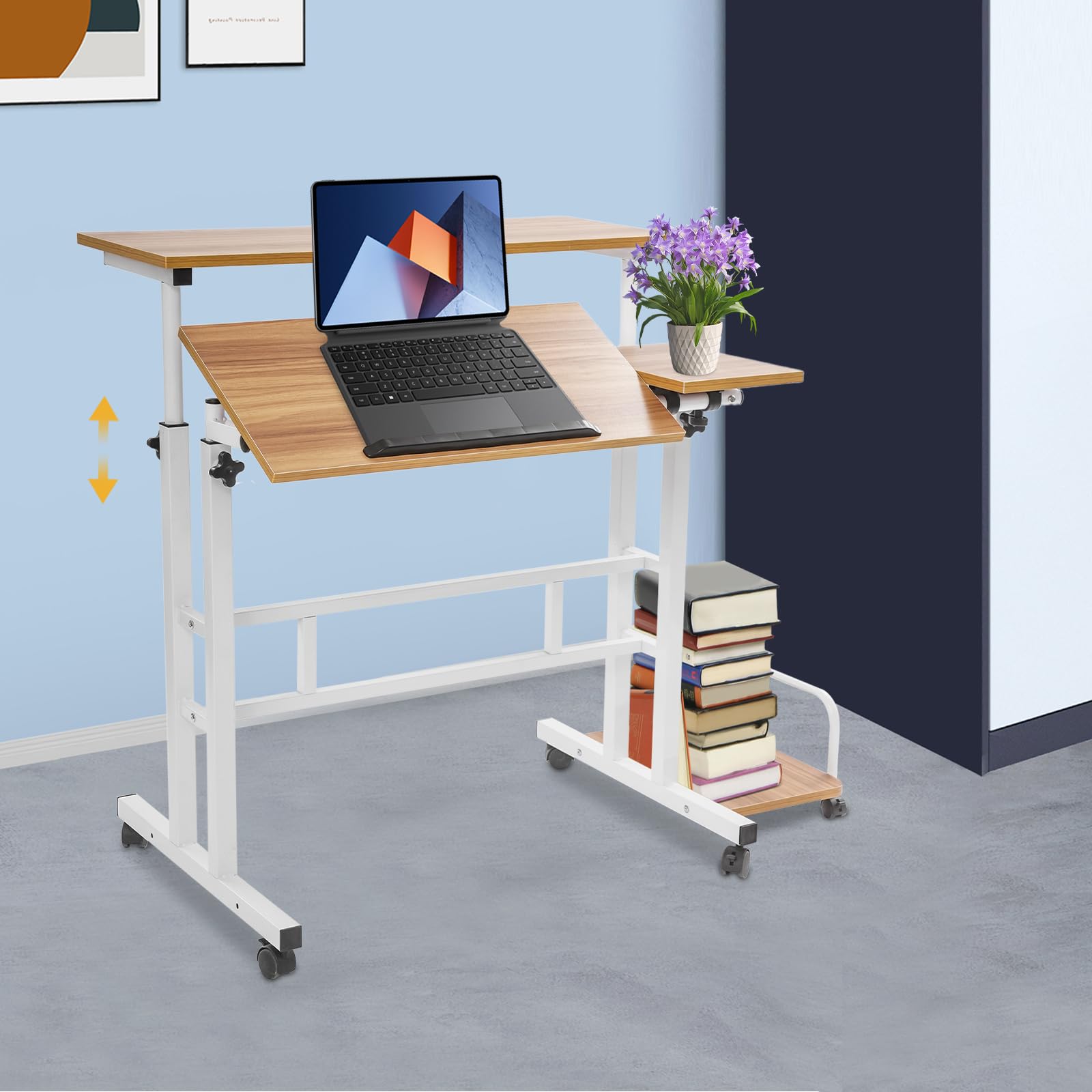 Foldable Standing Desk with Wheels Adjustable Height 26 4-45 3 Multi-Functional Computer Desk for Home Office 44lbs Load — view 4