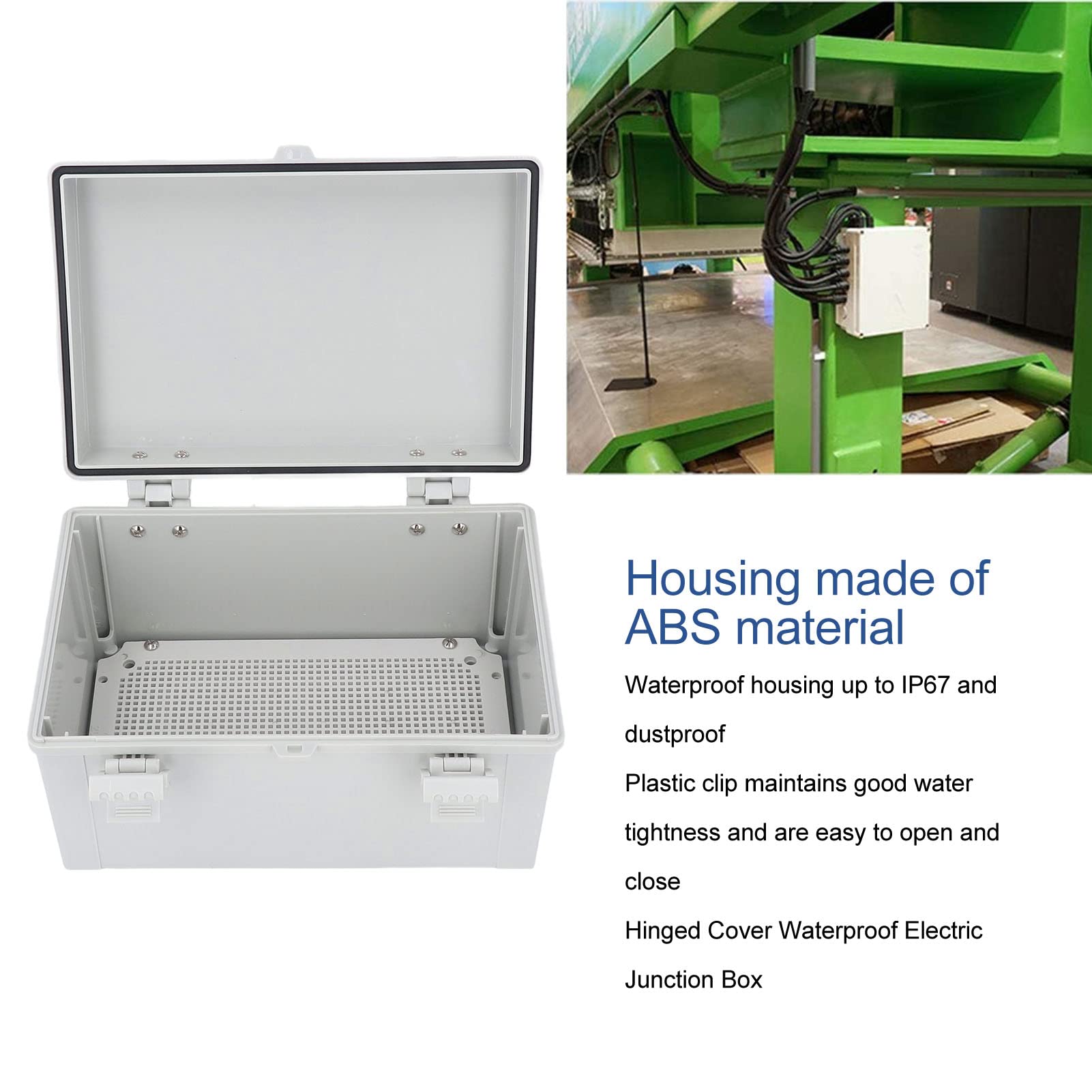 Graue Klappabdeckung für Elektro-Verteilerkasten, IP67 wasserdichter Projektbox, wasserdichte ABS-Gehäuse mit leicht zu öffnenden Clips für Outdoor-DIY-Elektronik und Garten