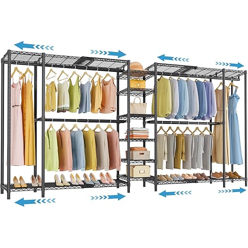VIPEK X5 Extra Large Expandable Clothes Rack Adjustable from 7'8" to 10'5", Reach-in Closet Metal Clothing Racks Walk-in Freestanding Wardrobe Portable Closets, Black