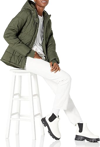 Miniatura 5 de Tienda Essentials - Abrigo abombado y pesado de manga larga con capucha para mujer (disponible en talla extragrande)