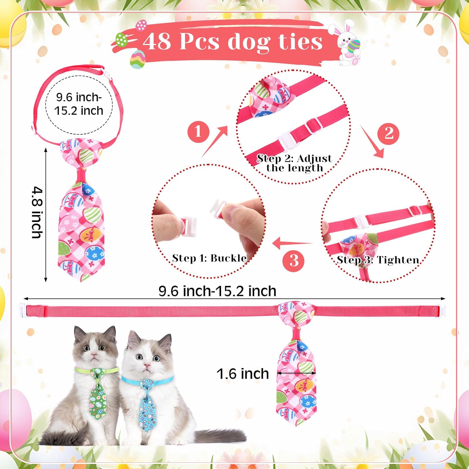 Reginary 108 Pcs Easter Dog Bandanas Bulk Neck Ties Set Pet Triangle Scarf Bibs Adjustable Washable Kerchief Bibs Dog Tie Costume Accessories for Medium Small Pet Holiday Birthday Gift Favor