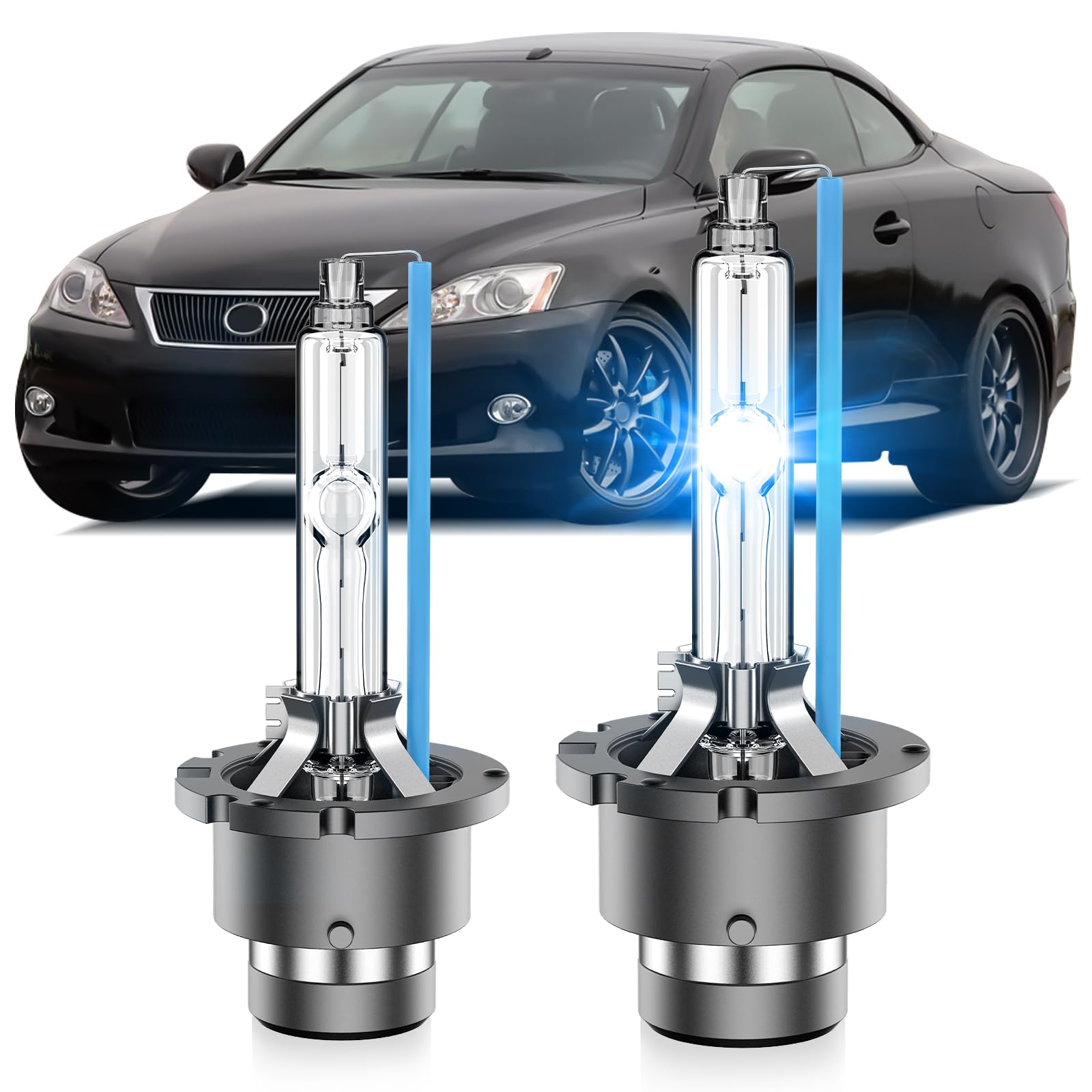 SENROBO Fit for Lexus 2008 2009 2010 2011 2012 LS600 LS600H LS600HL 2006-2015 IS250 IS350 D4S HID Xenon Headlight Bulbs, High Low Beam Light Bulb,