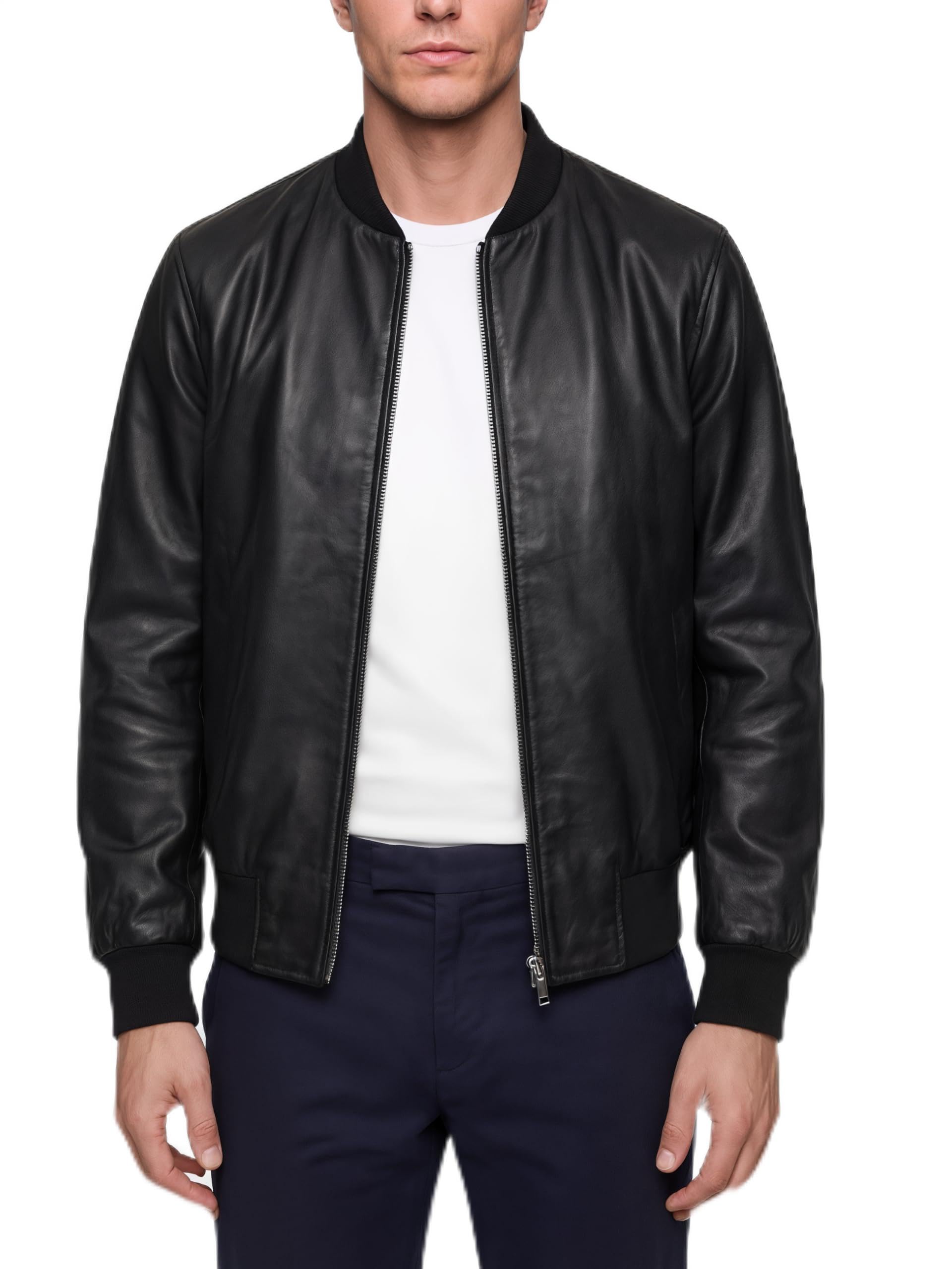 BARONE giacca pelle uomo, giubbotto pelle uomo foderato bomber in pelle, per ogni occasione la migliore giacca in Made in Italy RICCARDO