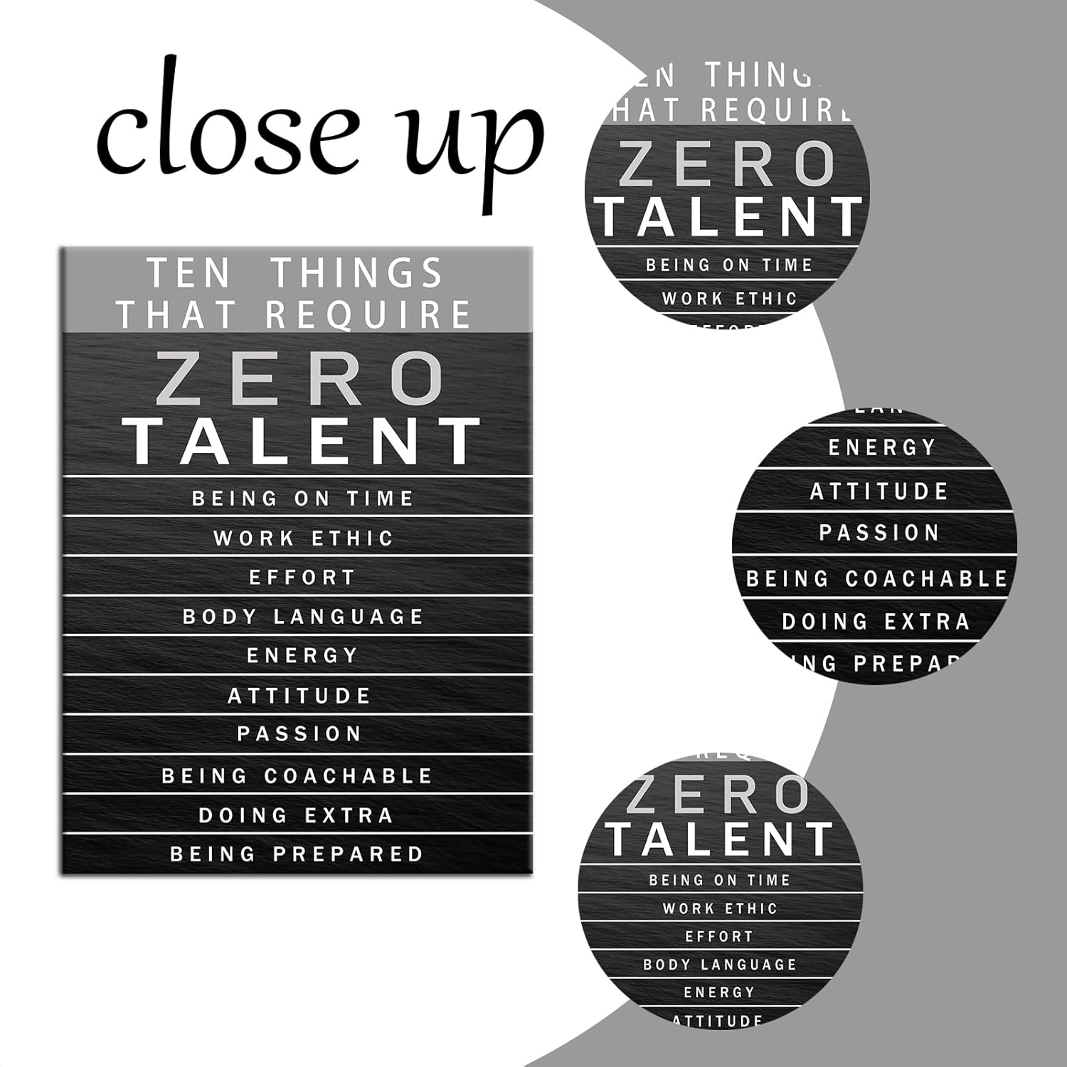 Motivational Canvas Wall Art Office Canvas Prints Inspiring Entrepreneur Quotes Inspirational Posters Painting Ten Things that Require Zero Talent Pictures Artwork Decor for Home Gift [18''W x 24''H]