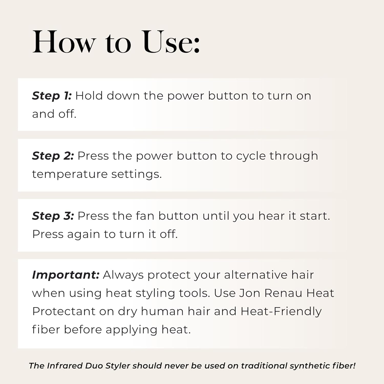 Jon Renau Infrared Duo Styler, Hair Styling Iron with Cooling Fan, Ceramic Plate Curved Barrel for Straightening and Curling, Safe for Human Hair, Alternative Hair and Heat-Friendly Synthetic Fiber