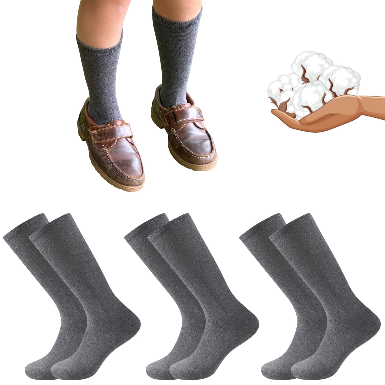 Balseti Calcetines Altos 85% Algodón para Niños, Niñas y Adultos. Pack 6 pares. Unisex. Modelos para Uniforme Escolar, Colegio, Hombre Ejecutivo, Traje. Hombre Ejecutivo. Granate, Azul Marino, Gris y Verde