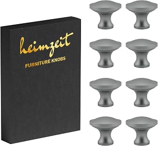 Furniture Knobs Nova 8 Piece of High Quality Aluminum Grey | Cabinet Knobs Round for Doors, Drawers & Dressers, Stylish Design, Single Hole Handles & Screws