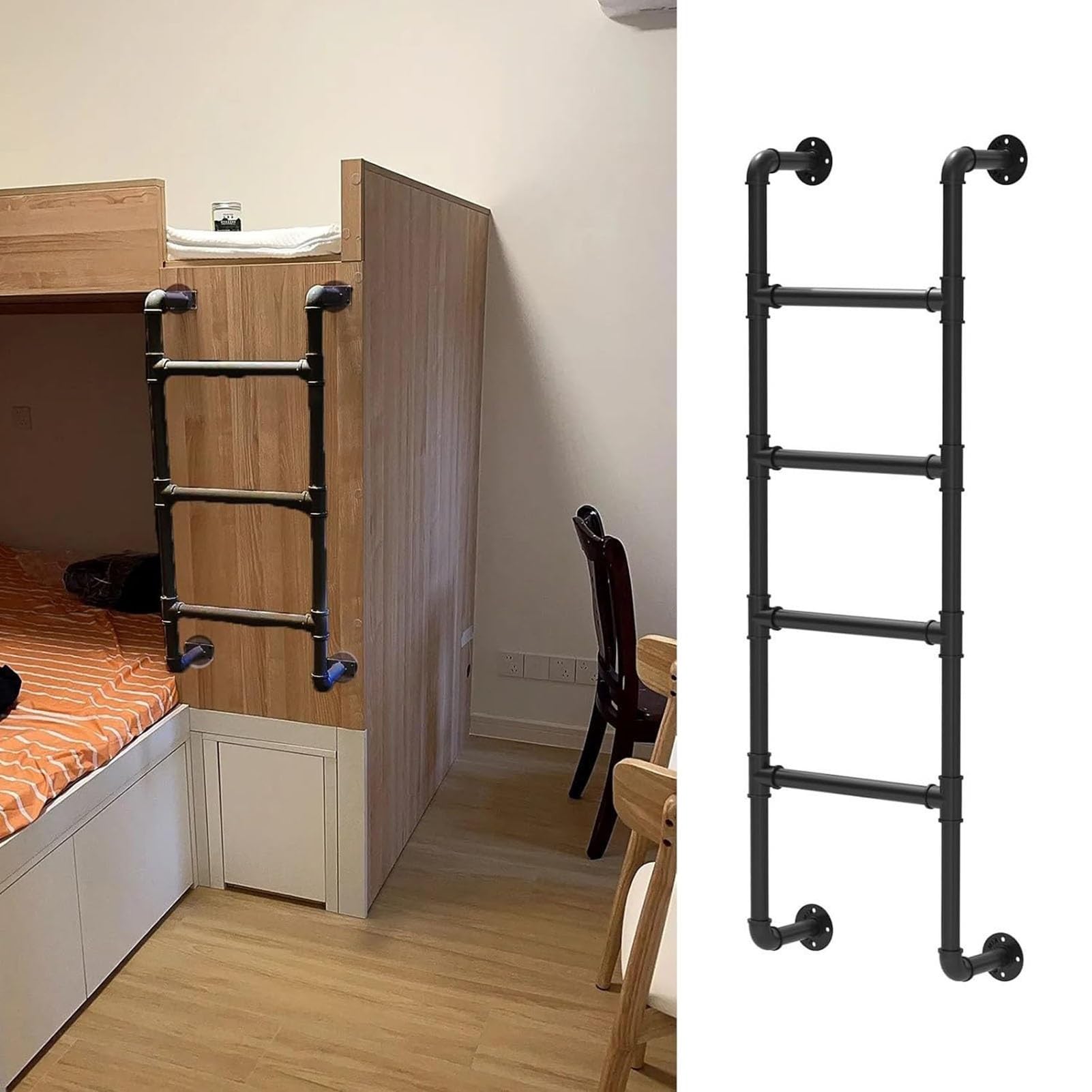 Scala A 4 Gradini Per Letti A Castello E Soffitte - Scala Di Emergenza In Metallo, 150kg - Foto 5