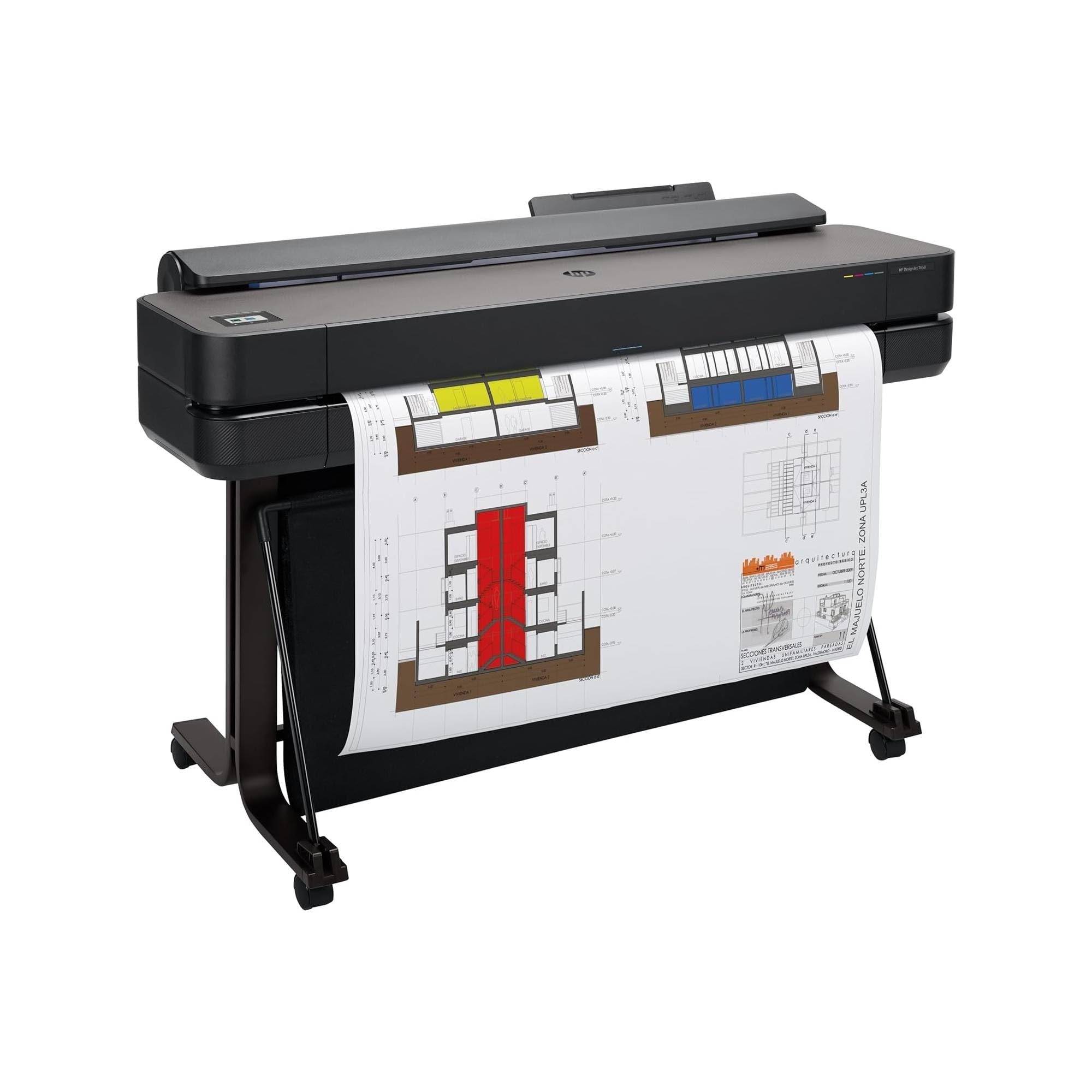 HP DesignJet T630 36 Zoll (91 cm 5HB11D), Großformatdrucker, Plotter, Standard A4-A0, 76 A1-Drucke/Stunde, Wi-Fi, Ethernet, USB, 2400x1200 DPI, Recyceltes Metall, 1 Jahr Garantie, Click, Schwarz
