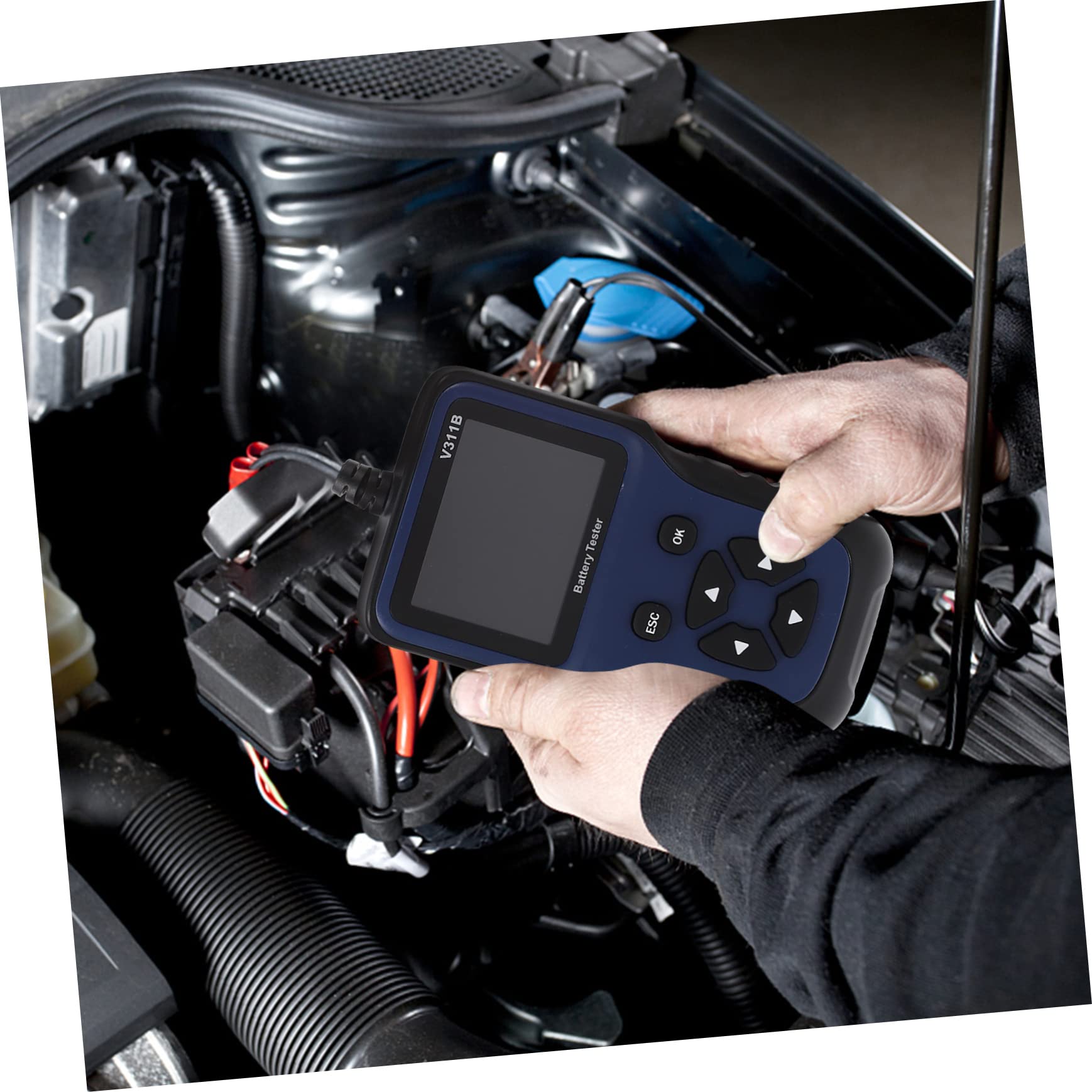 Comprobador de Batería de Coche 12 V de Plástico Pantalla | 9 Idiomas Seleccionables, Peso Ligero, Uso en Suministro de Coche, Analizador de Batería Automotriz