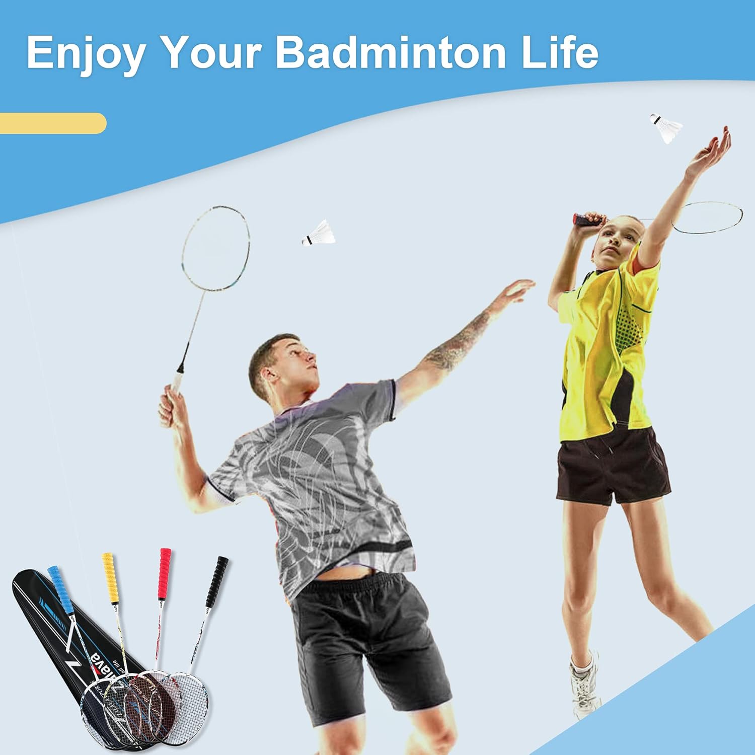 Professional Badminton Rackets Lightweight Badminton Racquets Set, Zalava Badminton Set 4 Pack,Carbon Fiber, 3 Shuttlecocks, 2 Protect Case, 4 Overgrip Included,for Beginners ,Advanced Players : Sports & Outdoors