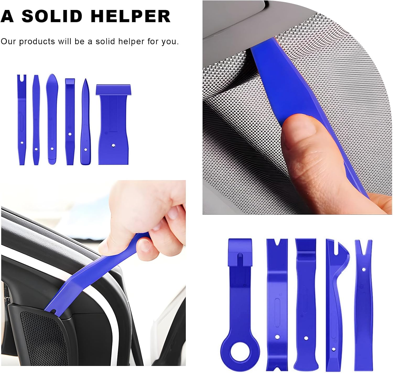 Sun Walker 19 PCS Trim Removal Tool Set, Plastic Upholstery Fastener Clips Remover Set with Storage Bag, No Scratch Pry Tool & Clip Pliers for Auto Panel Door Audio Dashboard (Blue)