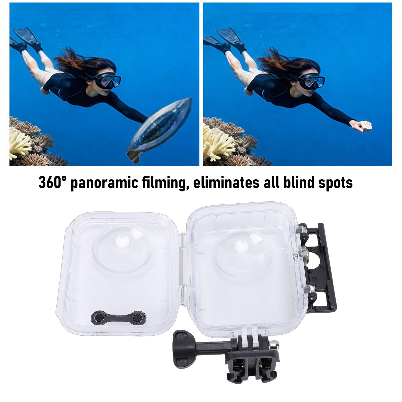 Sxhlseller Custodia Impermeabile per 360 |Custodia per Immersione da 45 M con Lente Rivestita AR, Guscio in PC Antiurto per Snorkeling, Surf e Vlogging Subacqueo