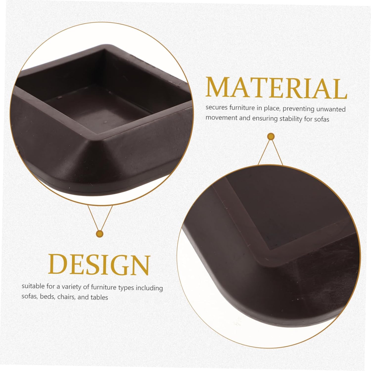 Vaguelly 8pcs Furniture Stoppers Silicone Caster Cups for Sofas Beds Chairs Non- Wheel Stoppers to Prevent Sliding Floors Easy to Use Furniture Leg Pads Deep Brown