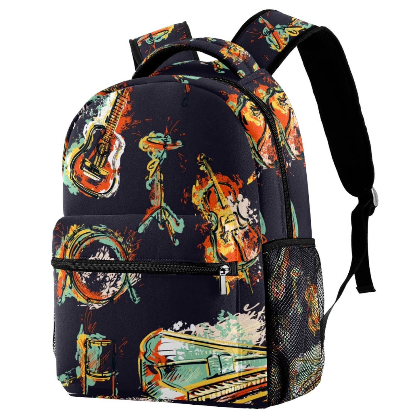Sac à dos voyage imprimé guitare et batterie multicolore 40cm - 7